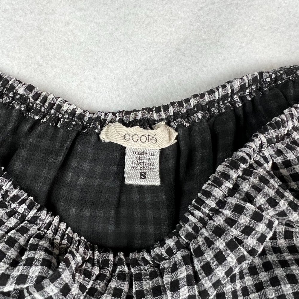 Urban Outfitters Ecote Black/White Gingham Off-the-Shoulder Shift Mini Dress S - Picture 3 of 5